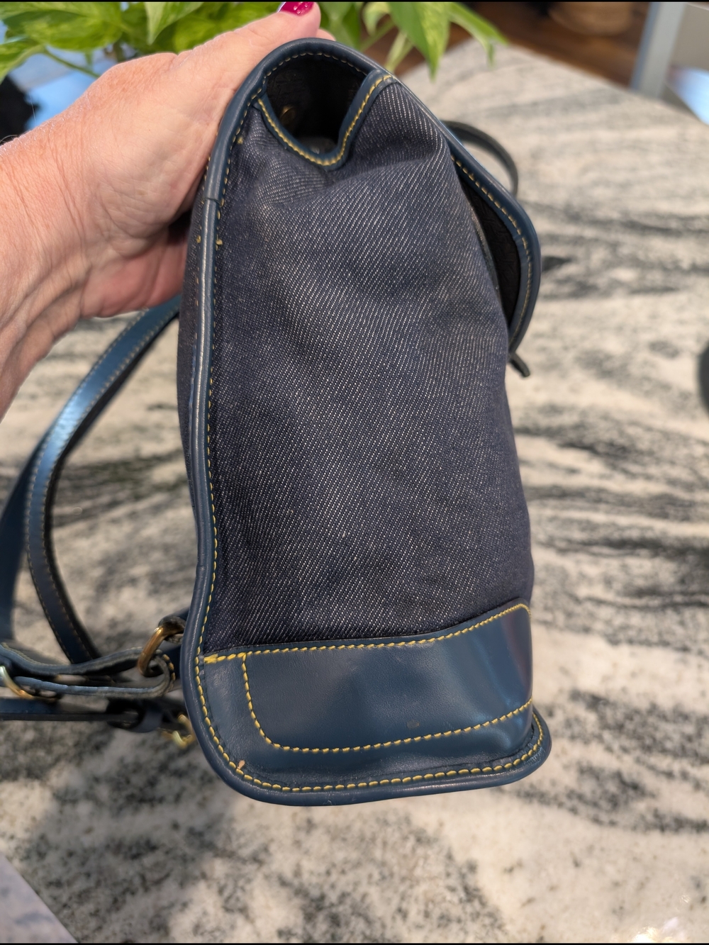 Dooney & Bourke Cabriolet Denim Drawstring Backpack - VINTAGE - Picture 7 of 7